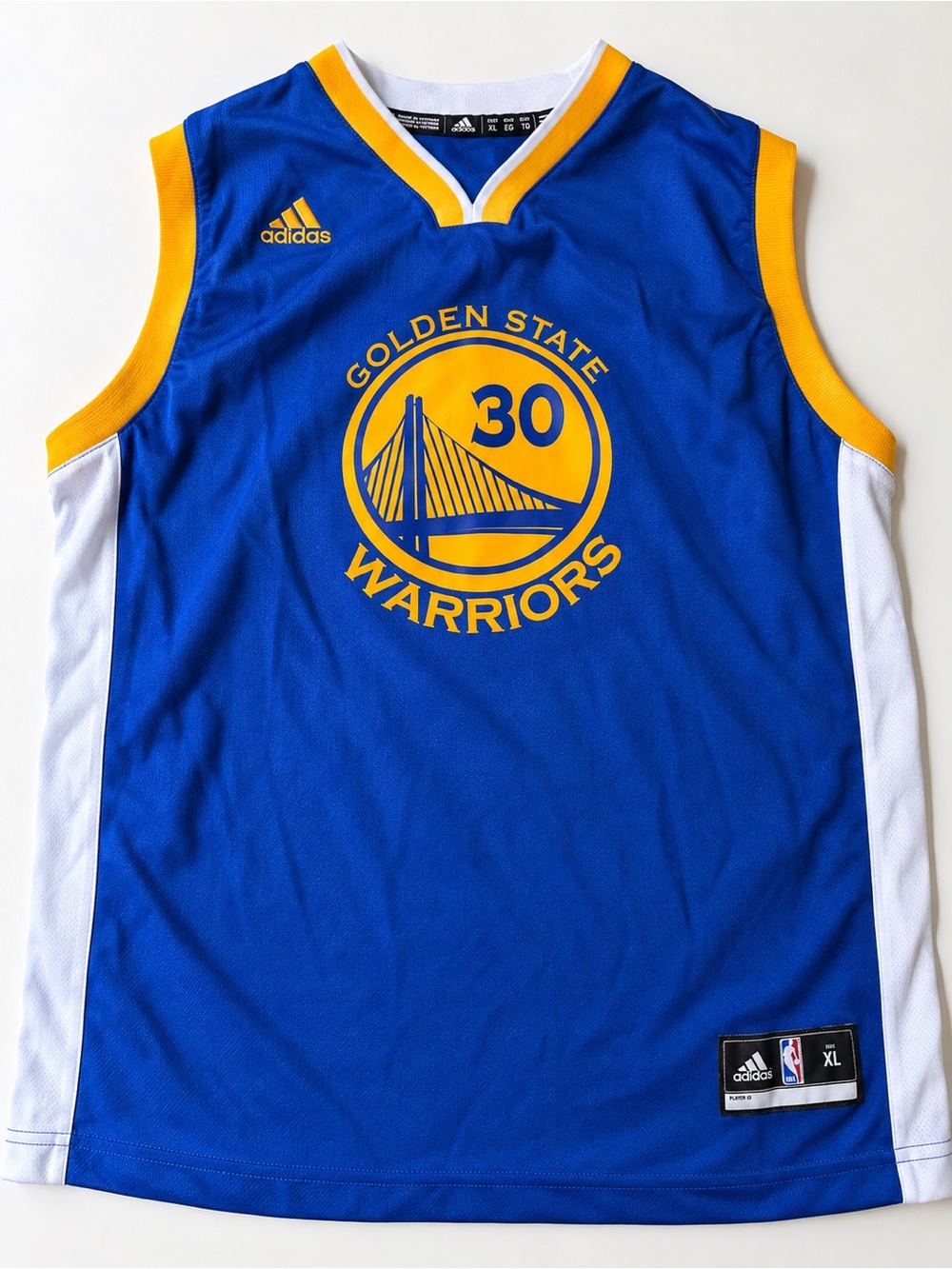 adidas Golden State Warriors Steph Curry Blue & Yellow #30 Jersey Youth XL